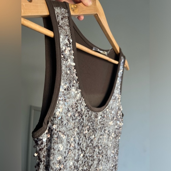Calvin Klein Womens Brown Sequin Sleeveless Shift Midi Summer Dress Extra Small - Picture 6 of 11